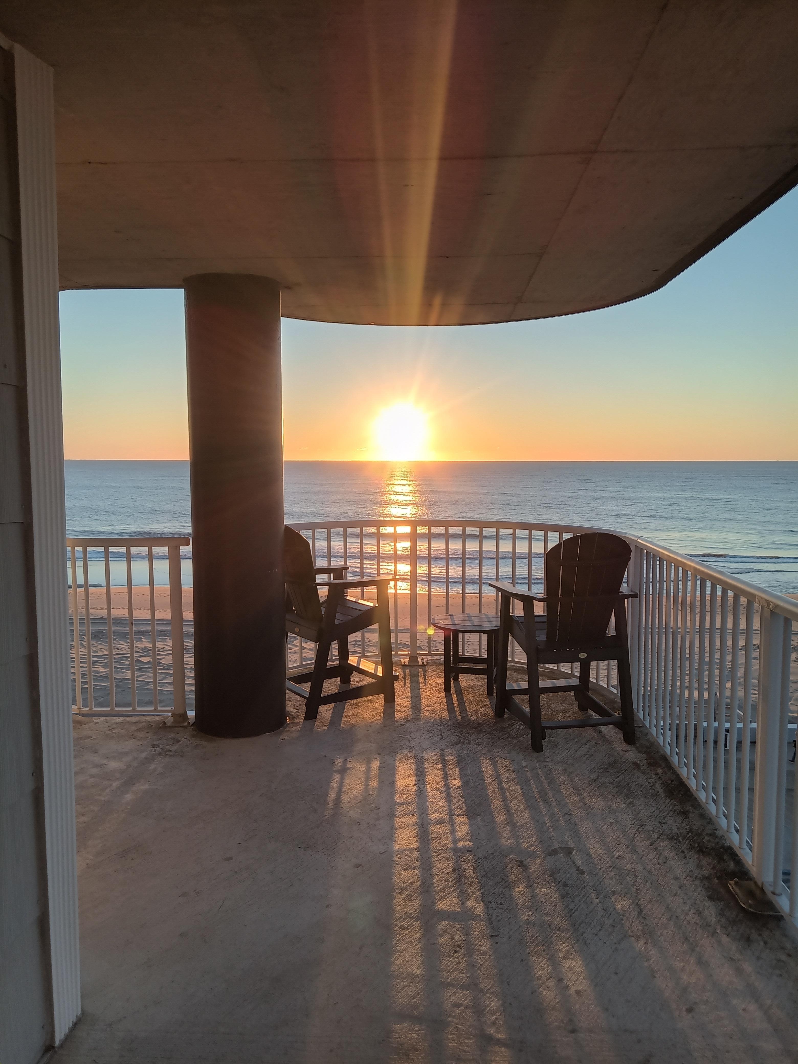 View from my room of the Sunrise over the Beach 