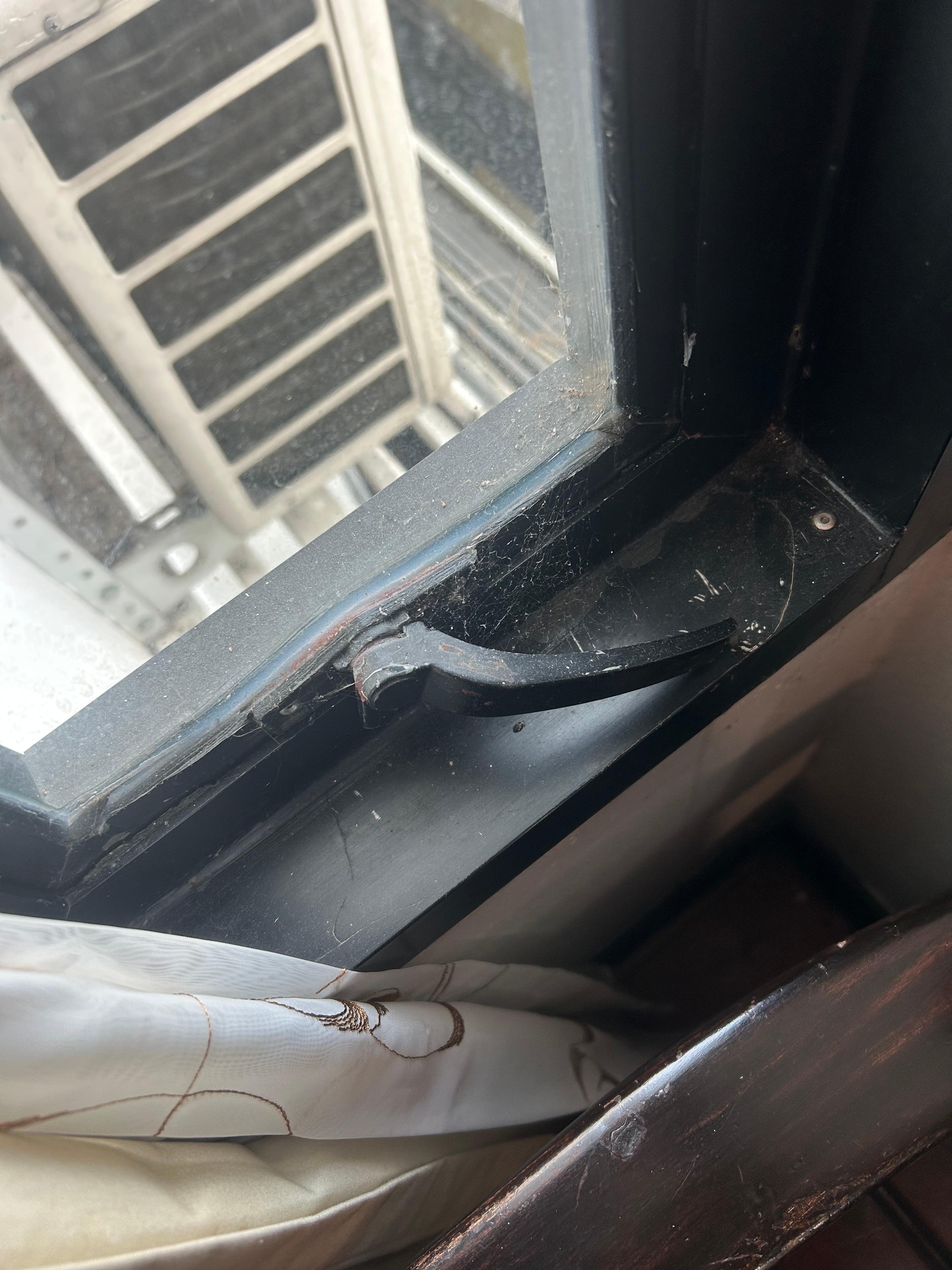 Spider webs and dirt in windows 