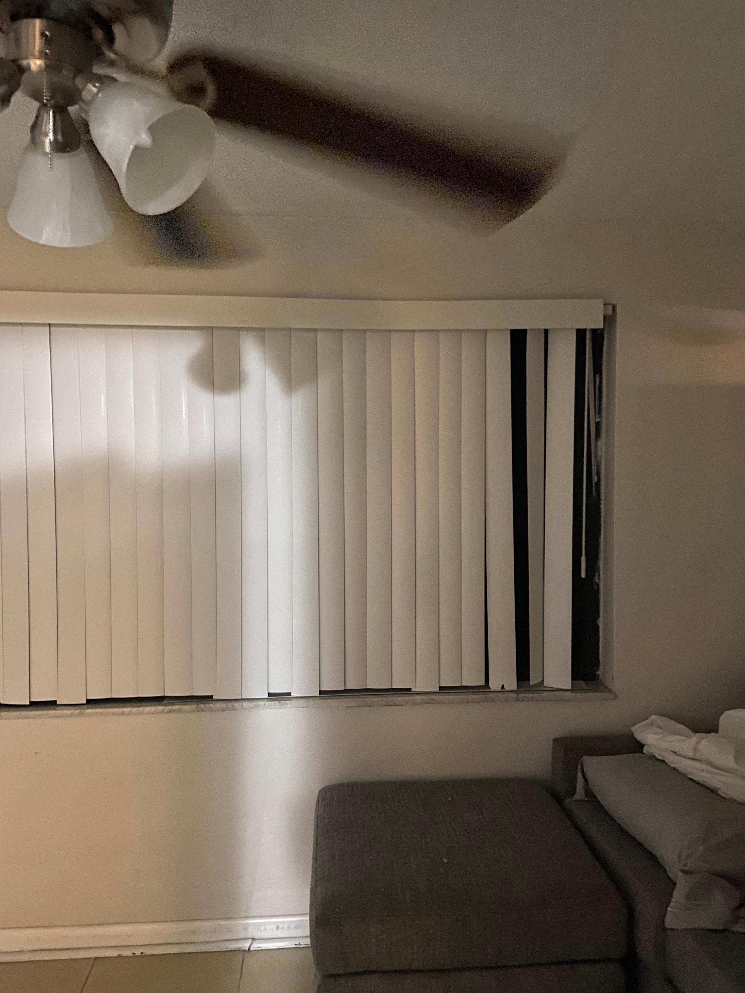 Blinds damaged thruout