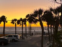 Sunset from the bottom balcony the first night. You can see how close we are to the ocean :)
