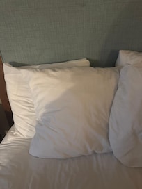 Pillows are small squares and are very uncomfortable