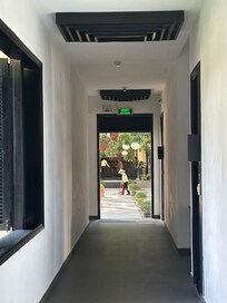 Hallway looking toward restaurant