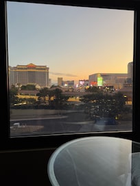 Nice view of strip from bedroom;
From Palms to Bellagio to Paris
Even get to see Water show in evening before heading out