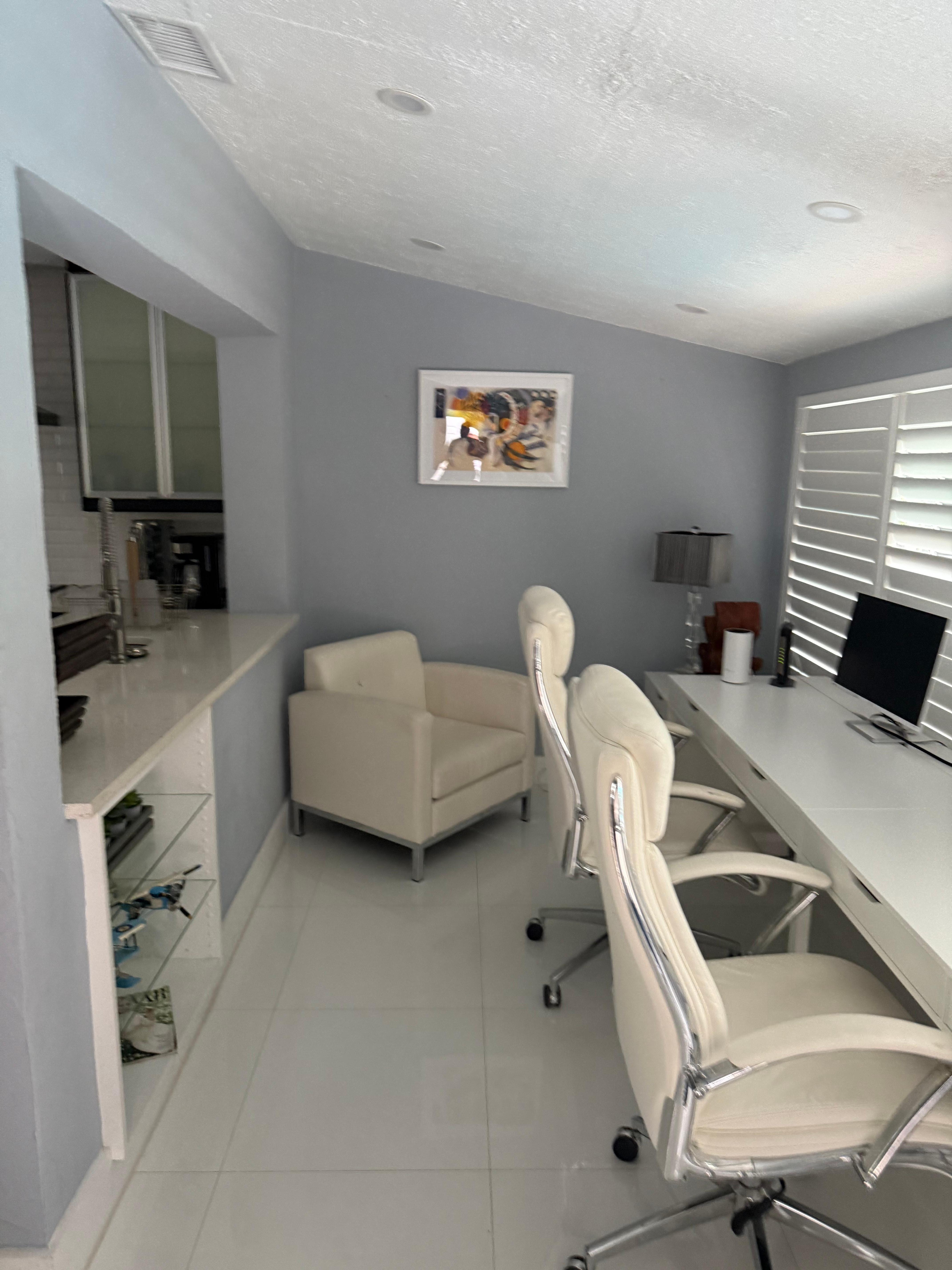 Work area overlooking pool. 