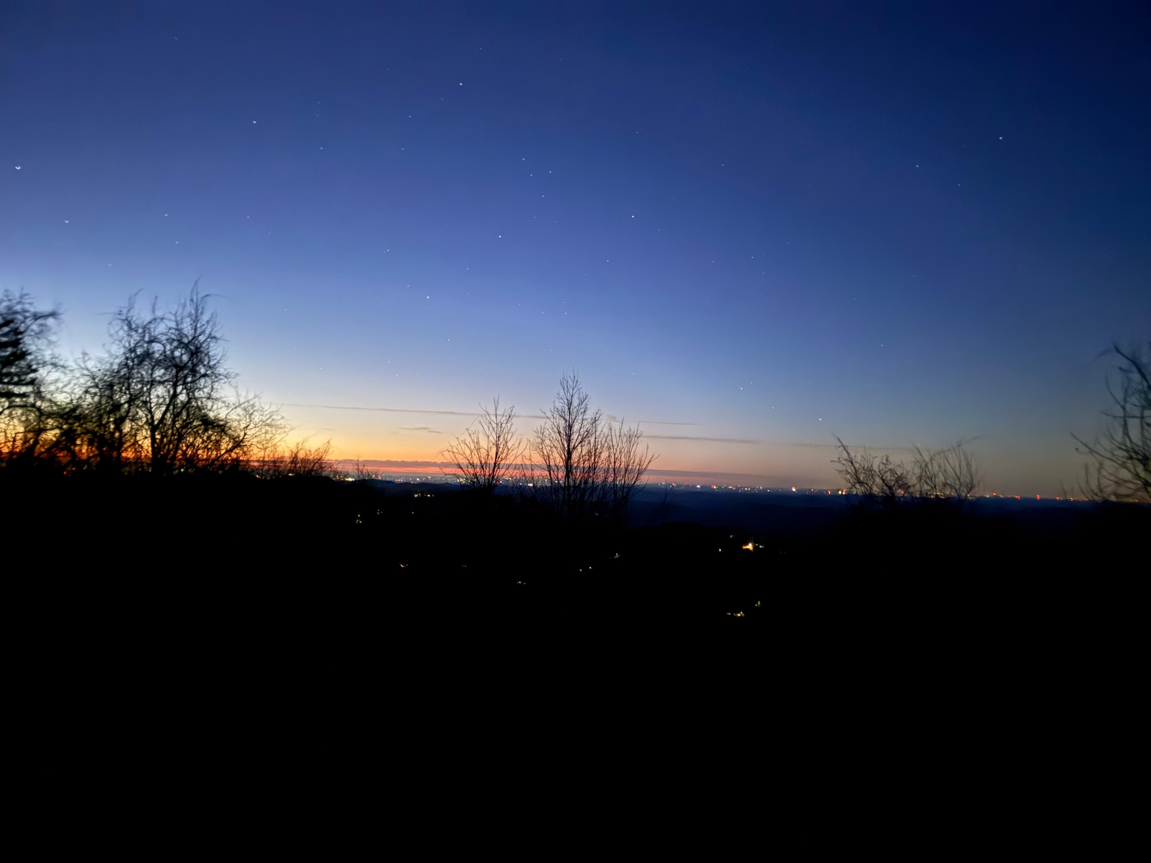 Sunrise view from the top of the hill approximately 50 meters from the Property.