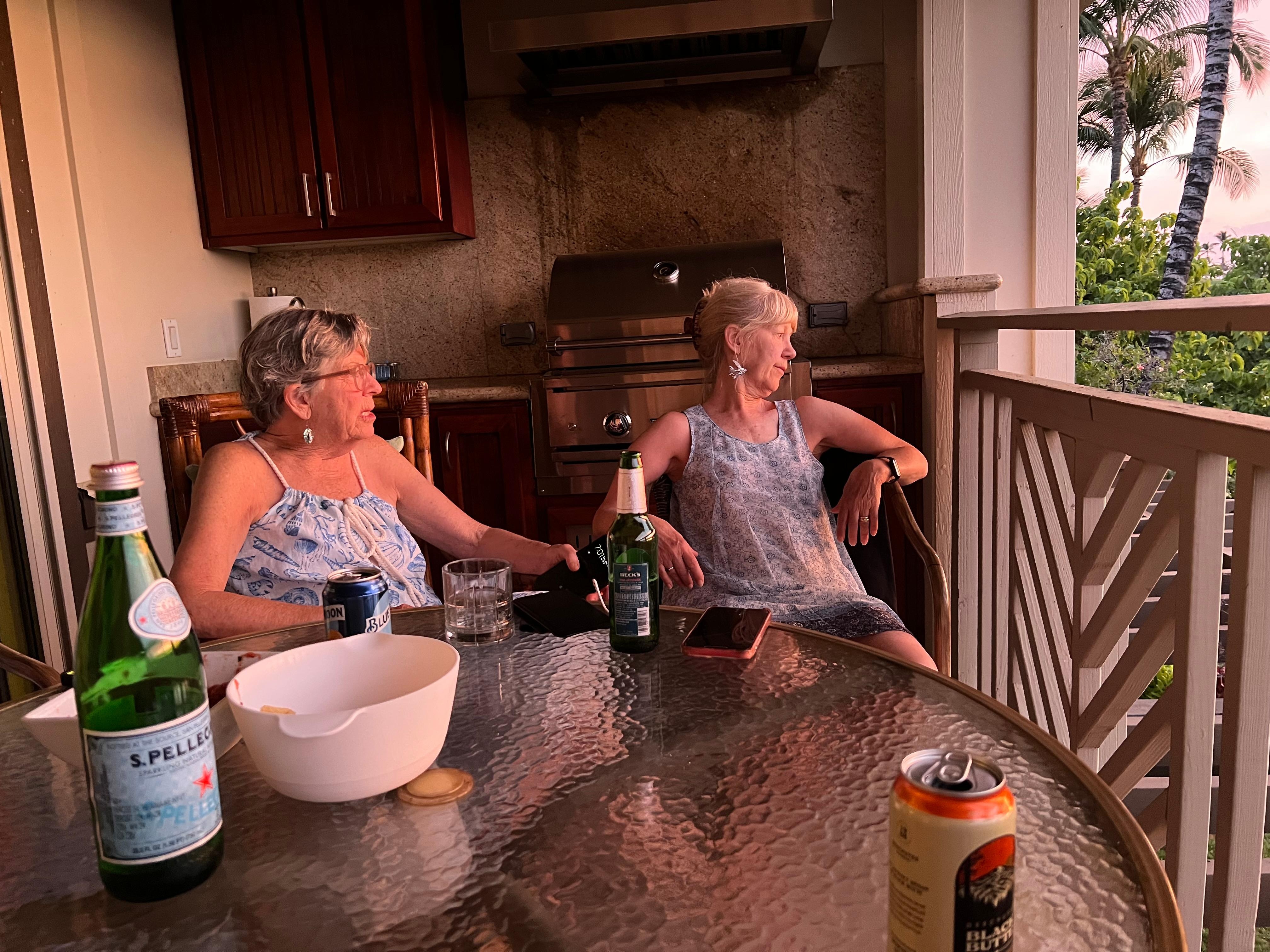 Grousing on the lanai before supper