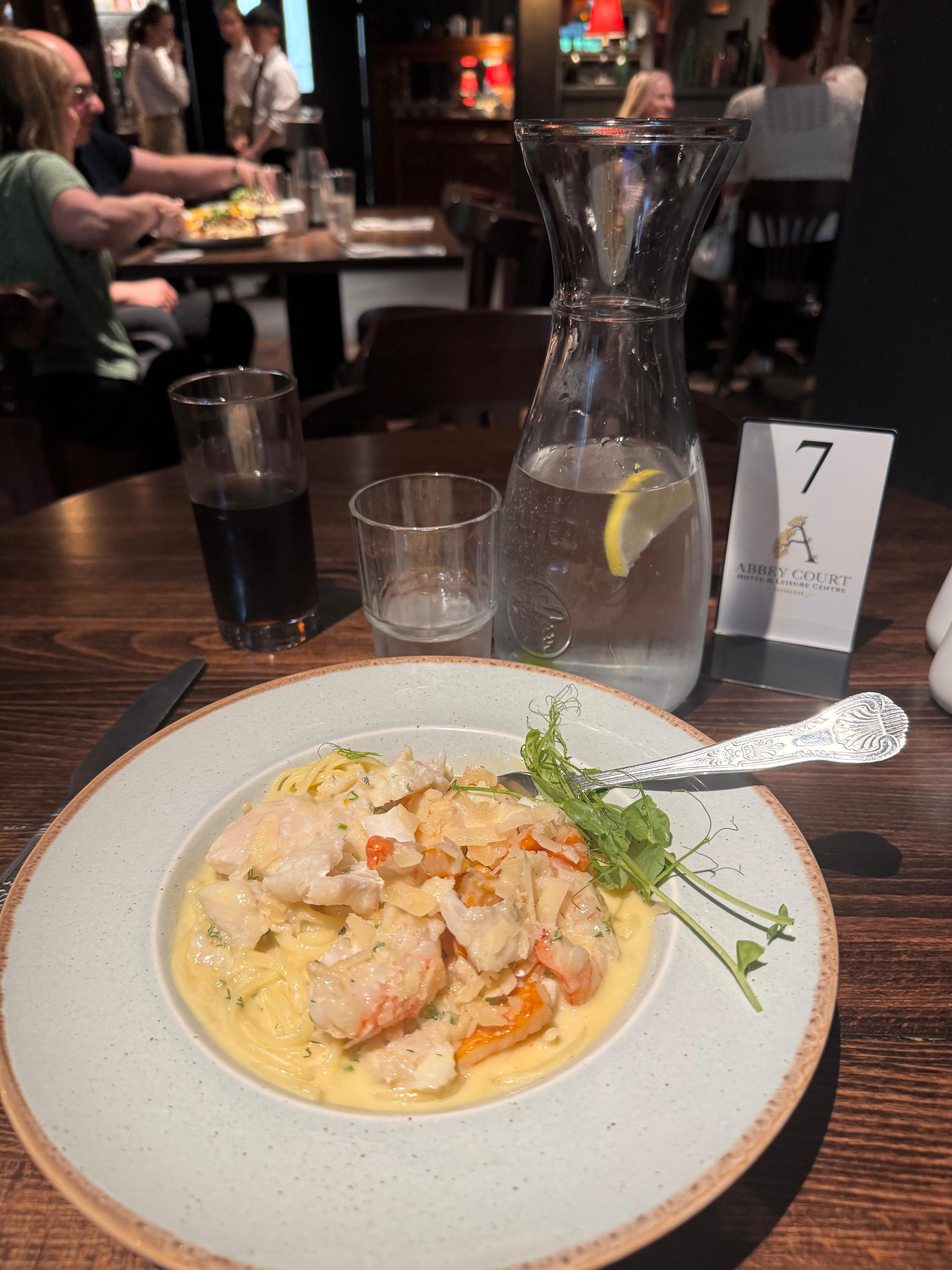 Dinner: Seafood linguine