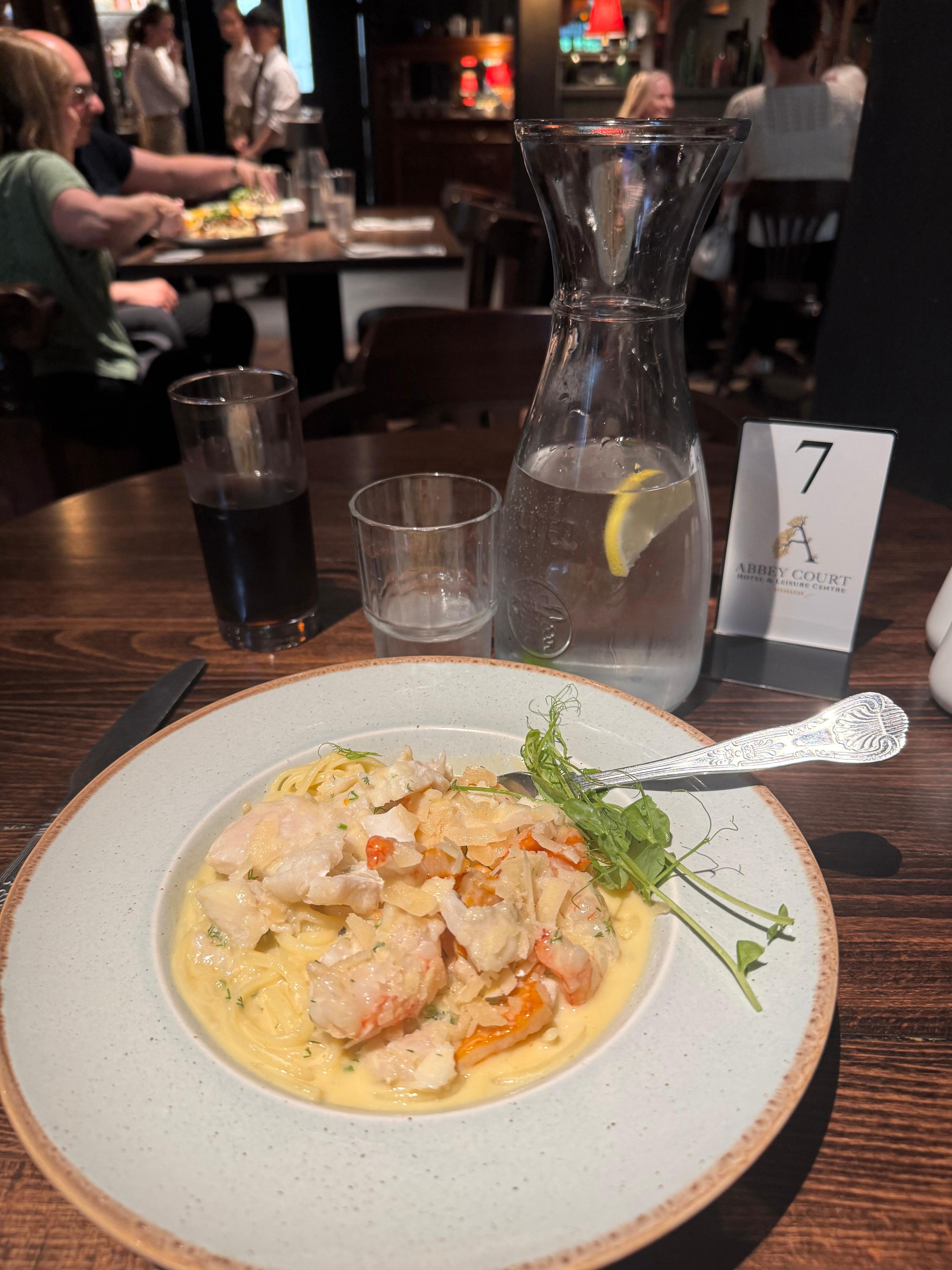 Dinner: Seafood linguine