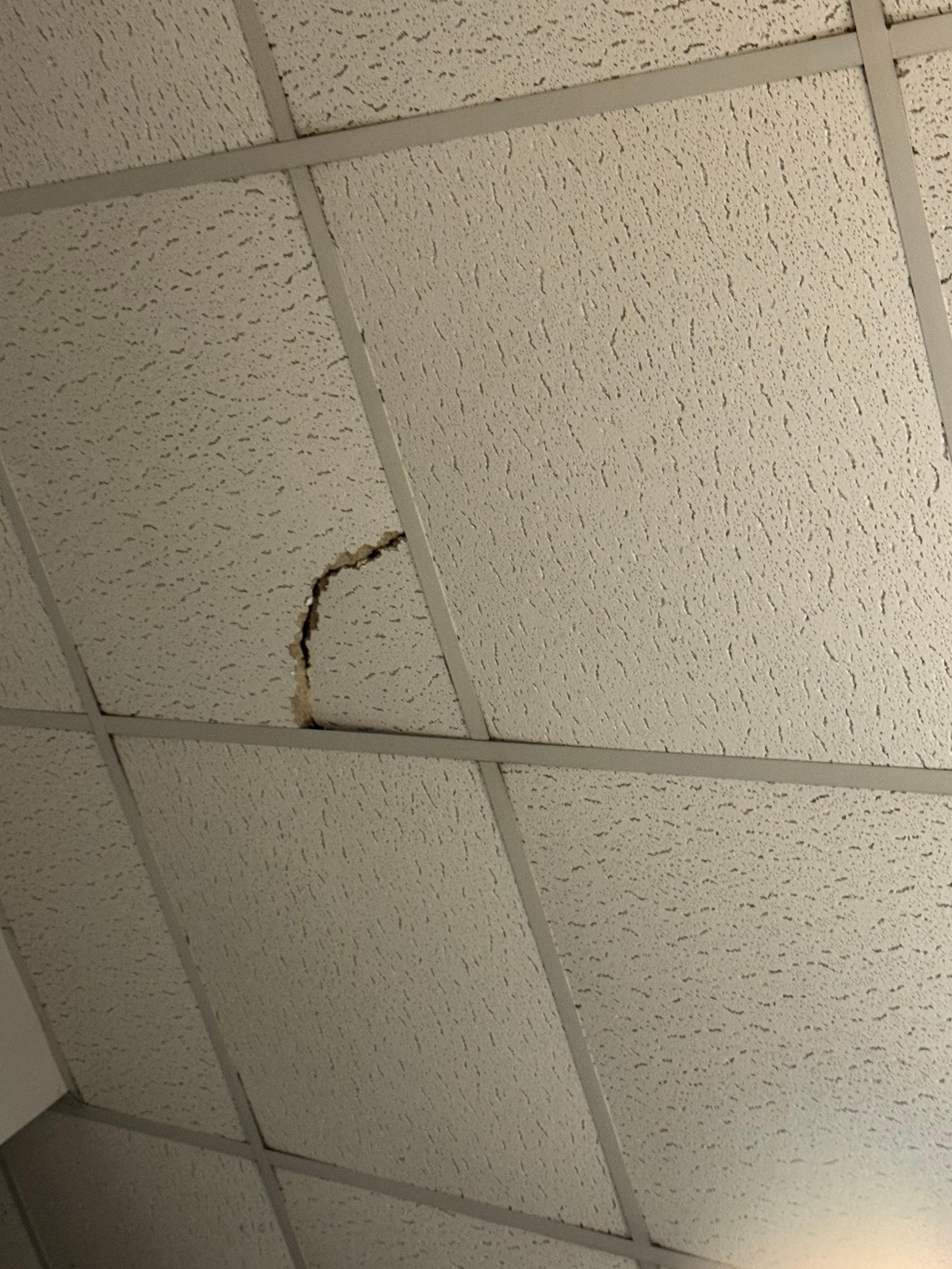 Broken ceiling tiles