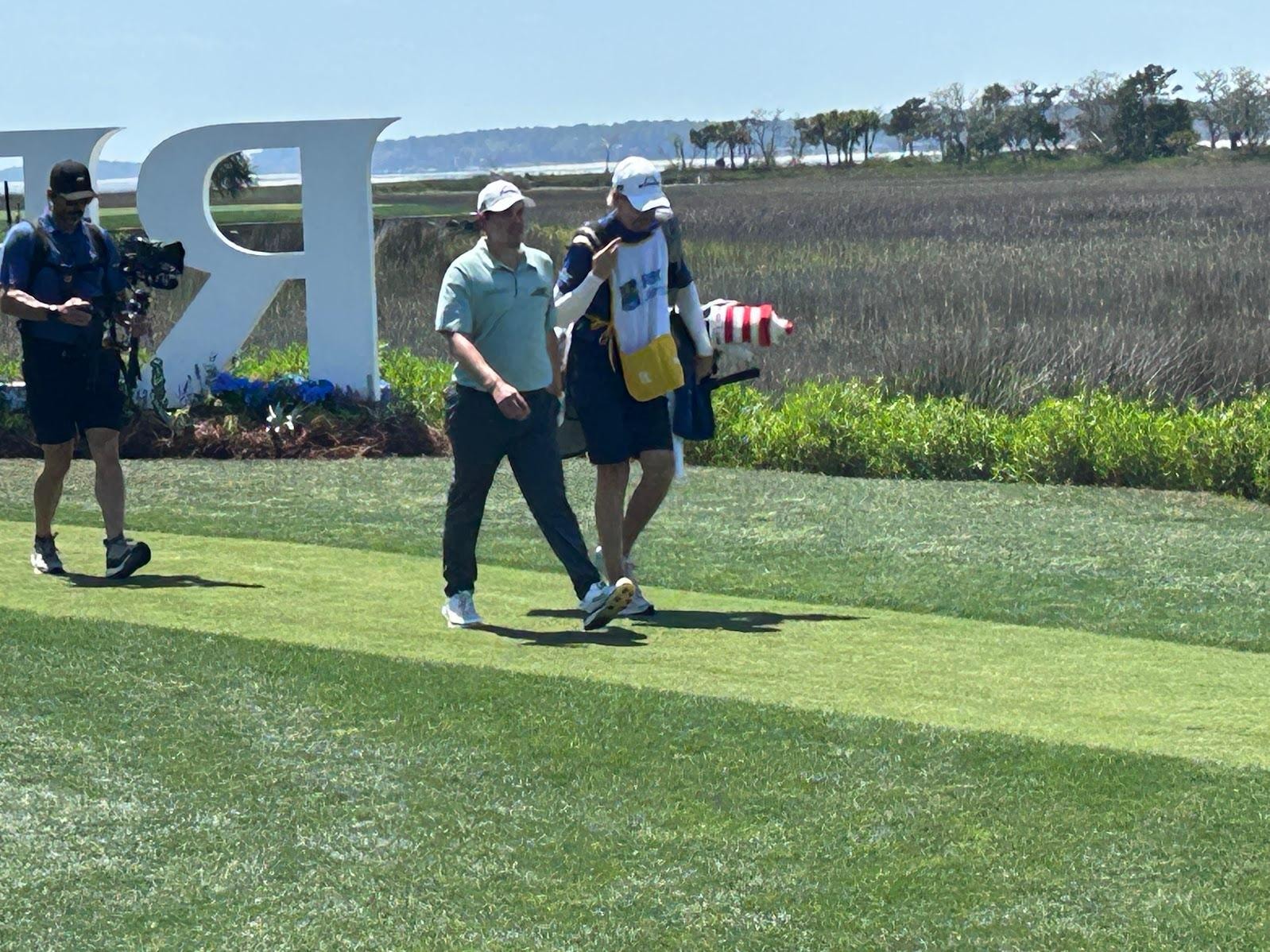 Matt Fitzpatrick walking the 18th tee