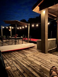 Backyard deck at night