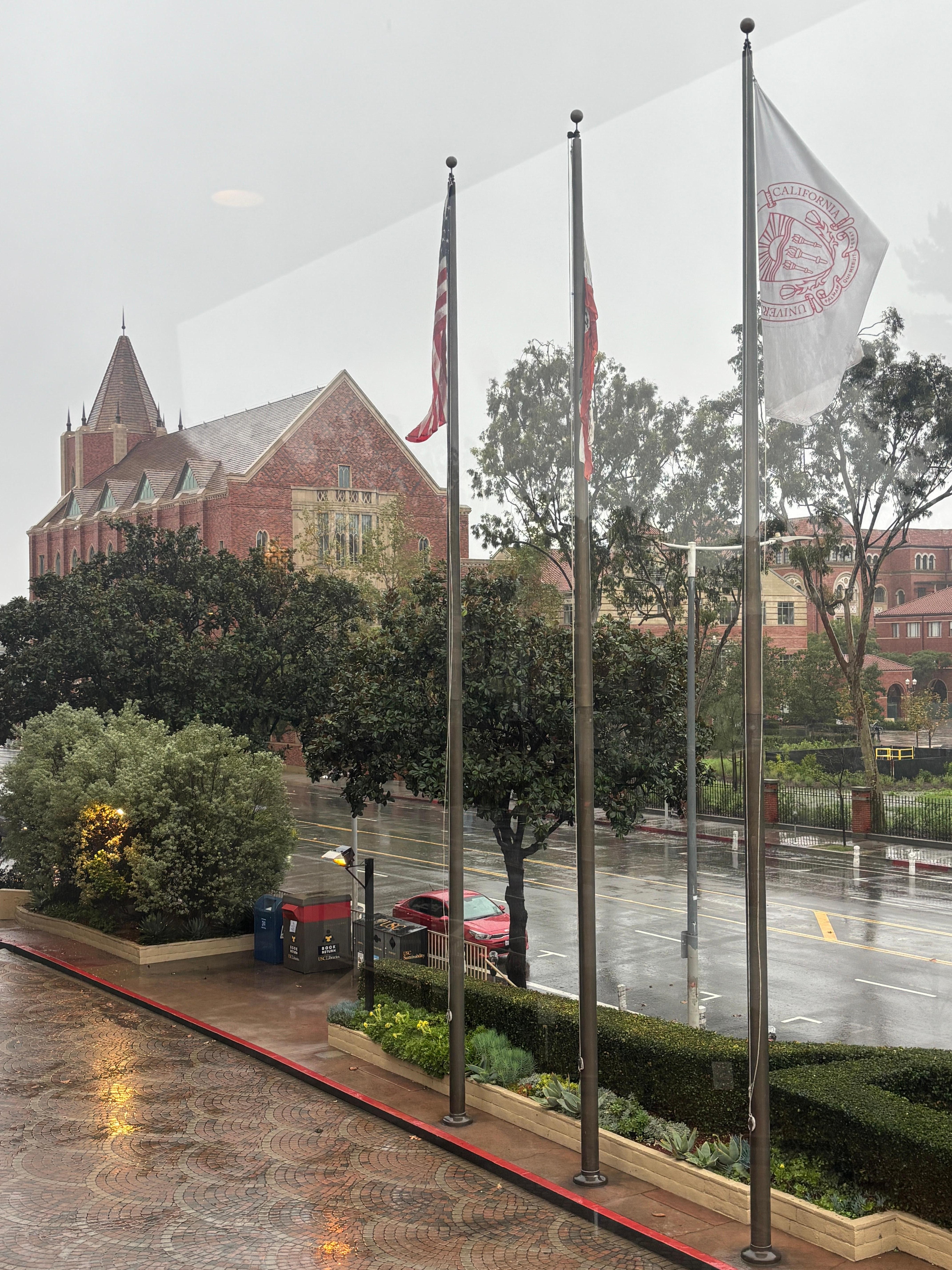 View of USC from front of hotel
