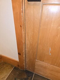 There is noticeable wear and tear on the wood trim throughout the unit and also in the hallways outside the unit. Overall, the building feels dated and poorly maintained. There is also only one elevator for the entire building, and it is old and very