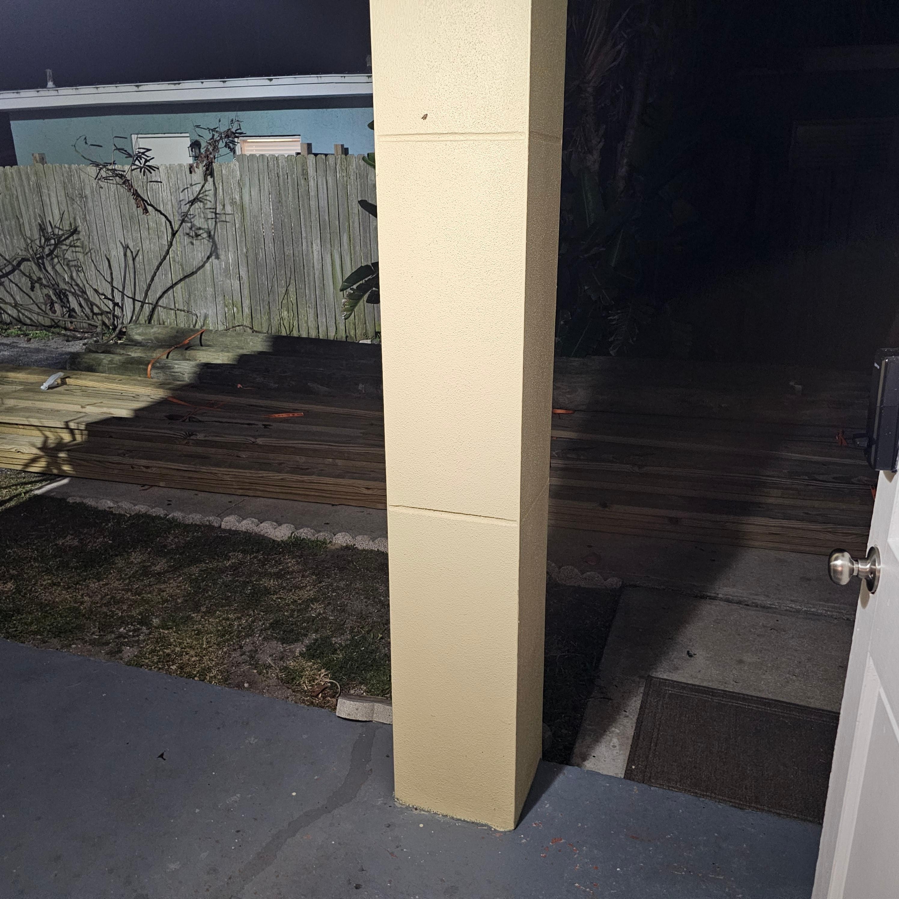 Left building material just outside our doorway. Later moved.