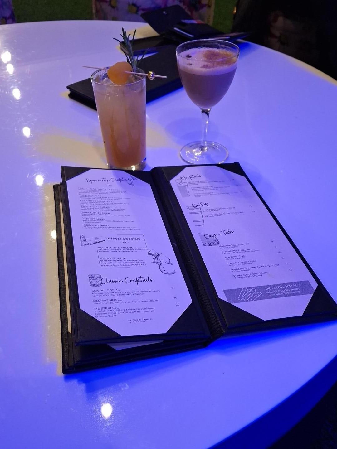 Patio and cocktails. Great room, comfortable seating with great decorations.