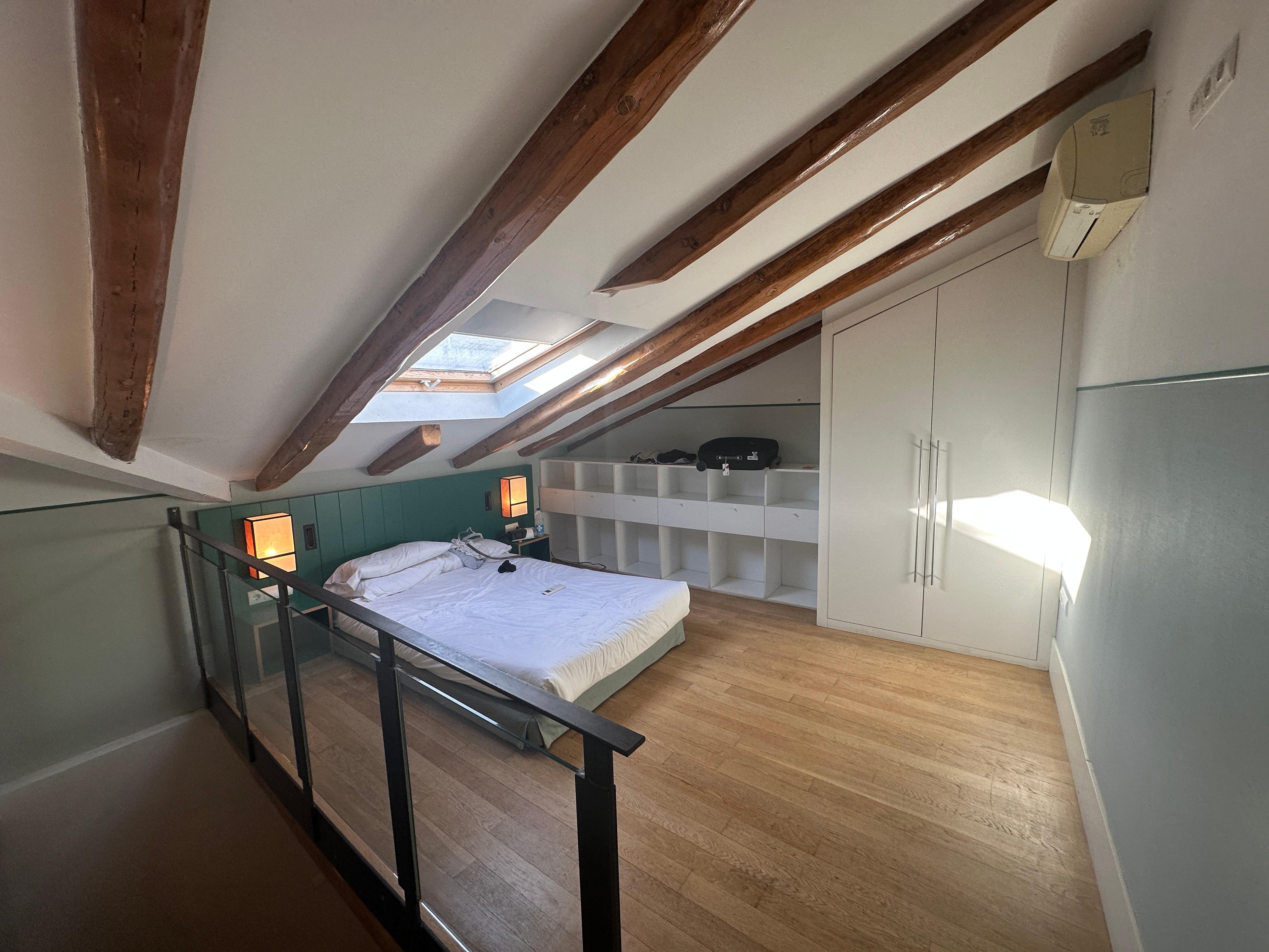 Comfortable bed in a loft area. Very quiet 
