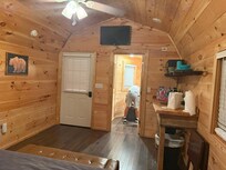 Small kitchen nook and bathroom.