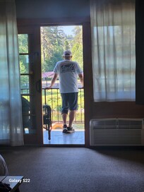 My husband watching the jet boats