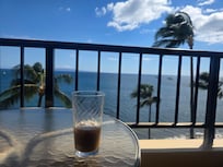 Iced coffee with a view
