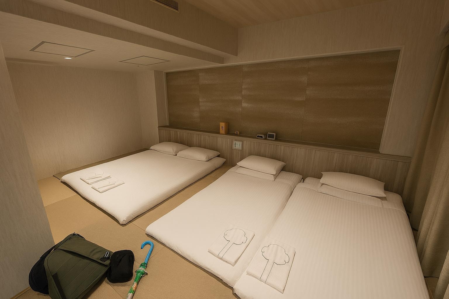 Four Futon style beds in the family room