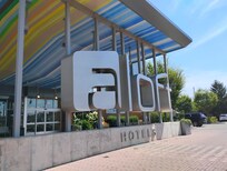 At the entrance . . . .