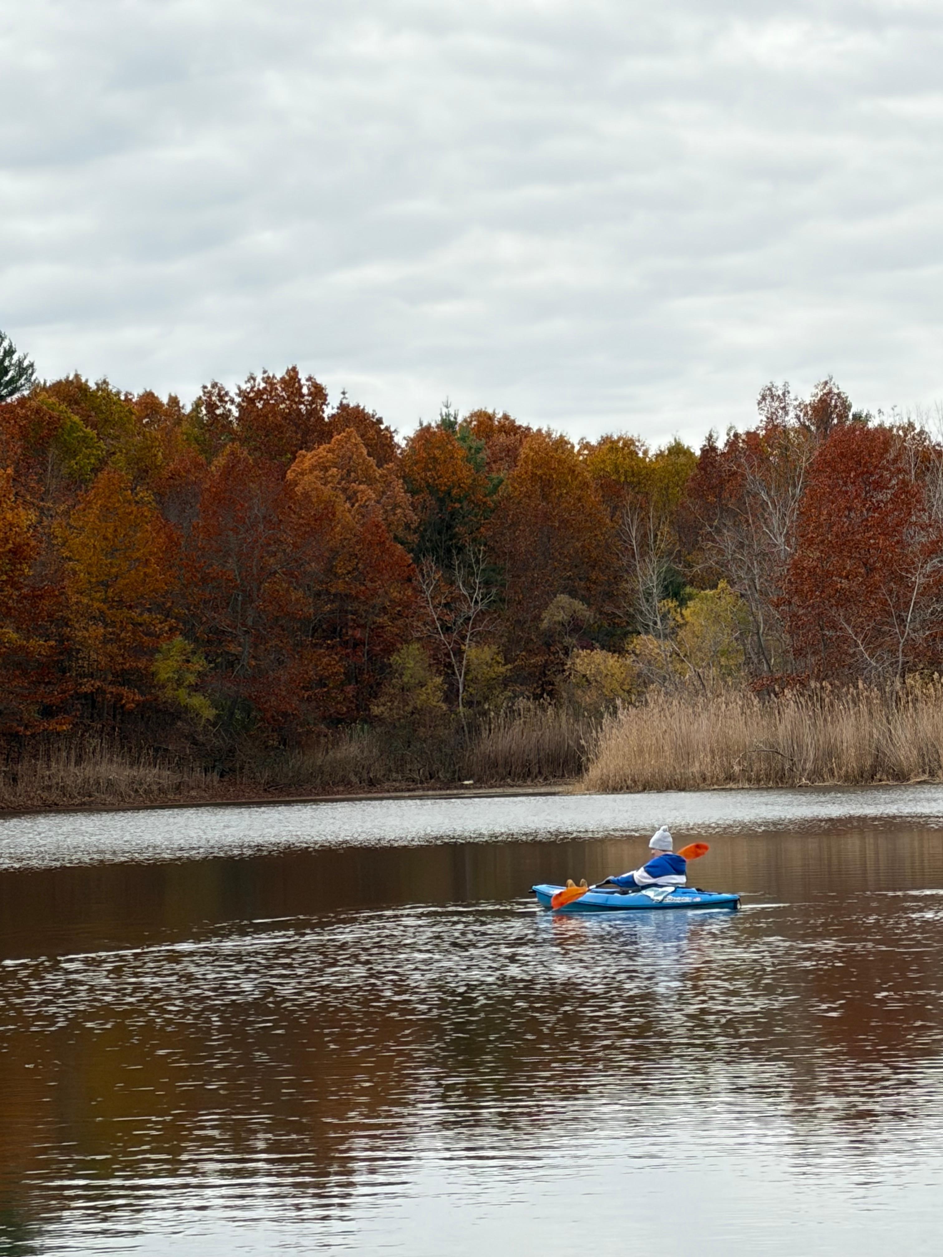 Kayaking in the lake behind the home