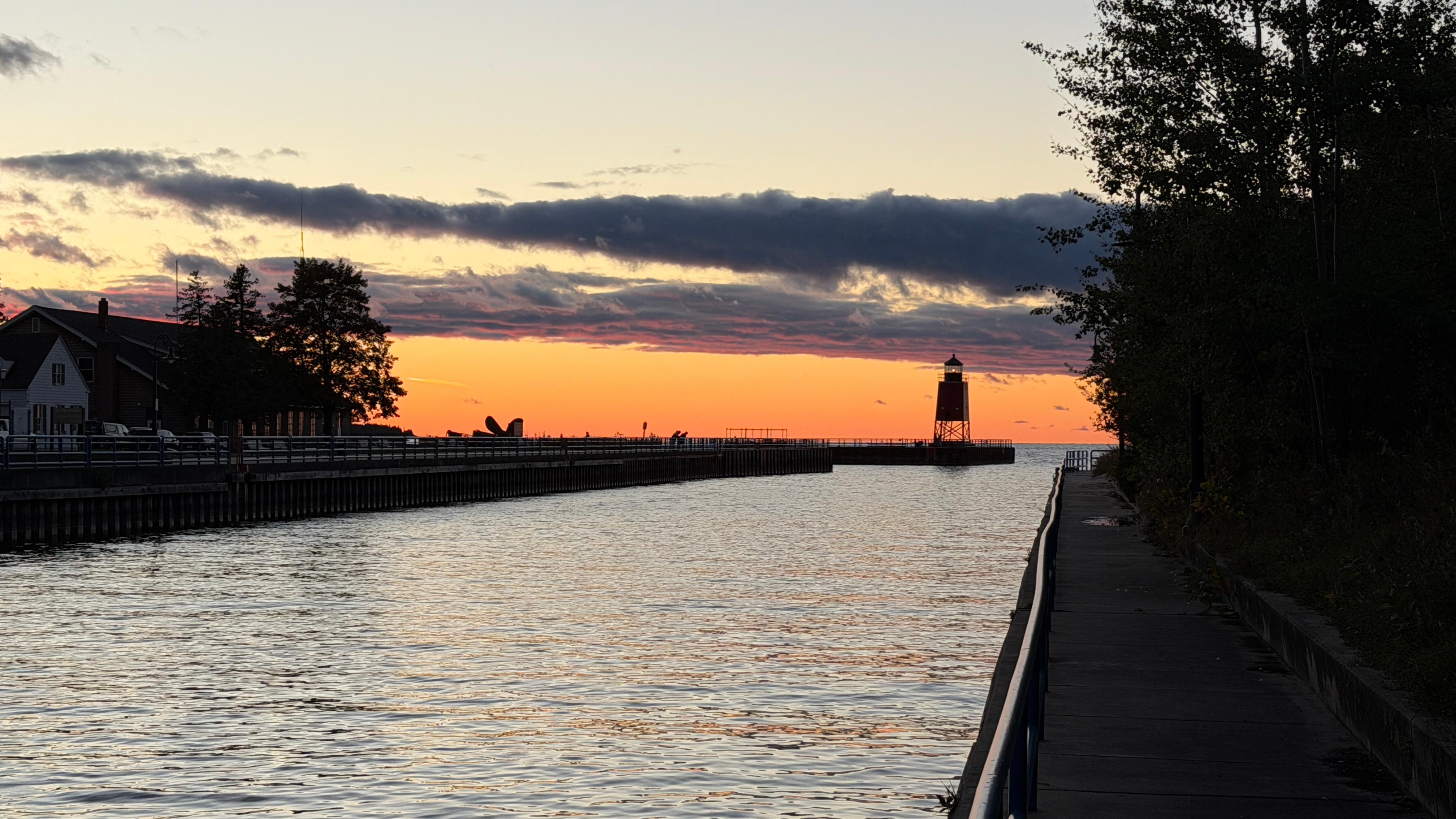Walk under the bridge down to the pier
