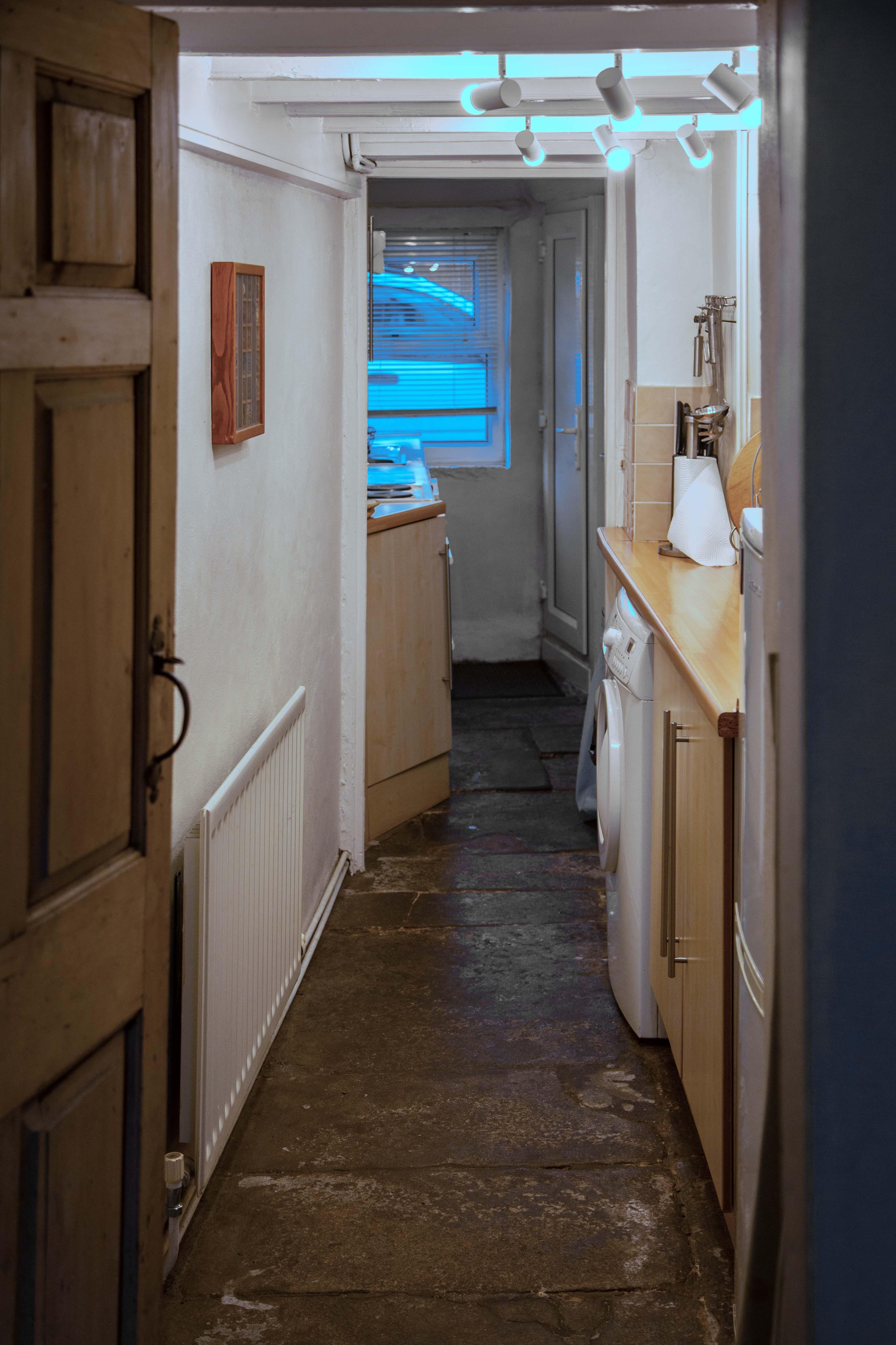 Narrow but well-equipped kitchen