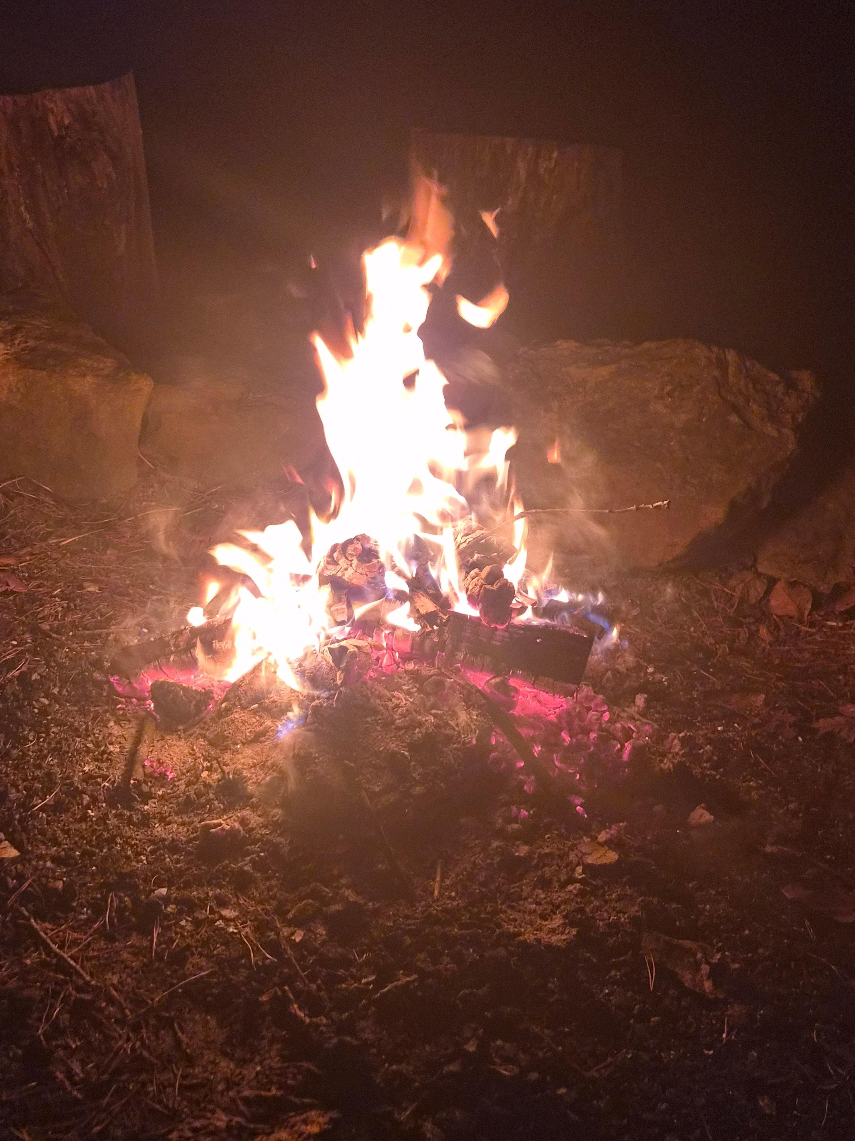 Fire in the firepit. 