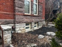 The window of the room below the ground level
How small, very poor day light