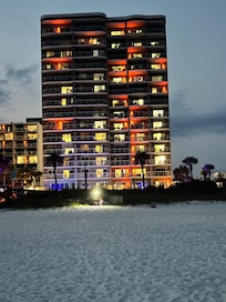 View of Tradewinds and our room from the beach.