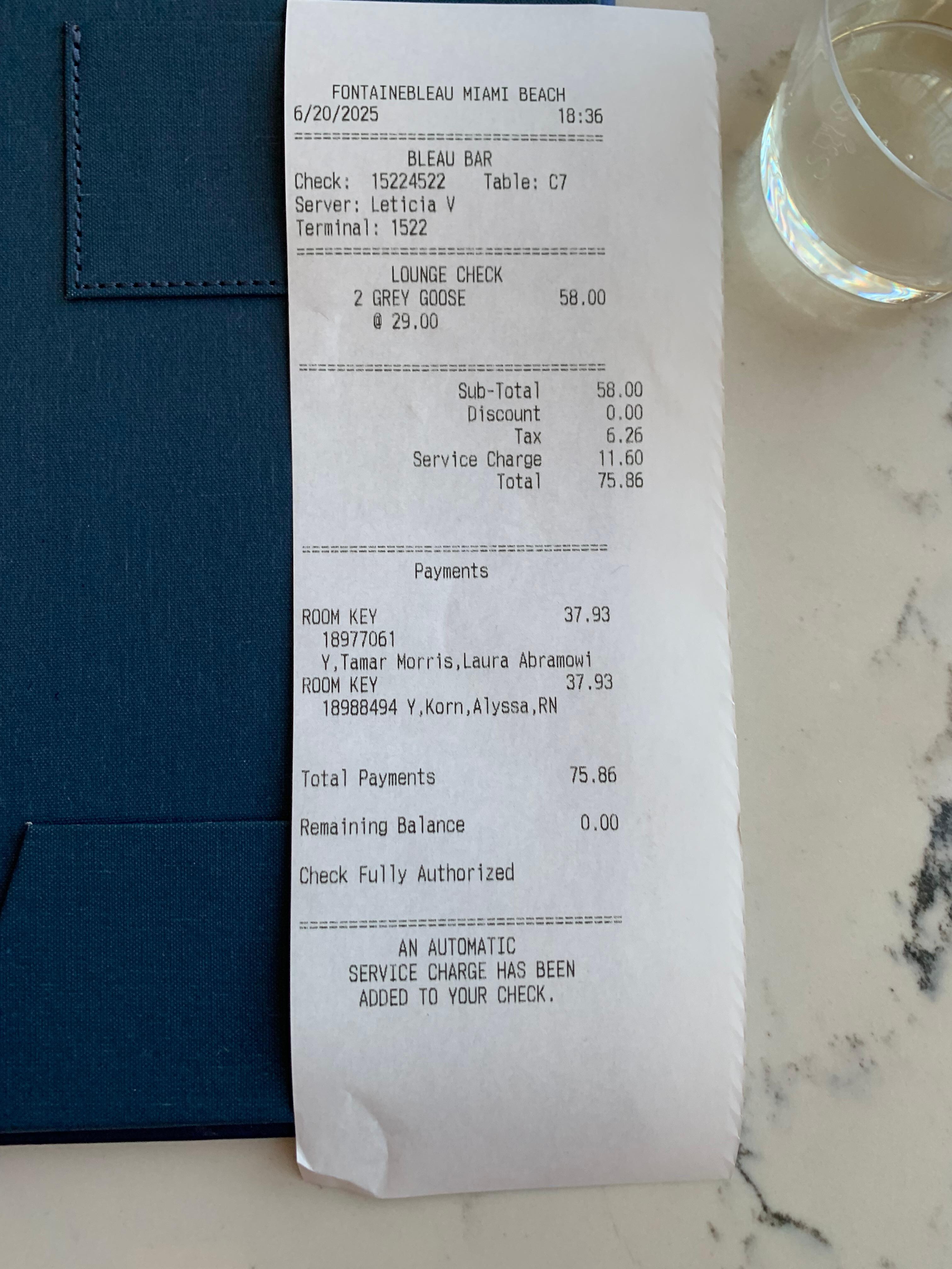 2 regular martinis at hotel bar