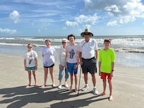 Beach walk with grandpa