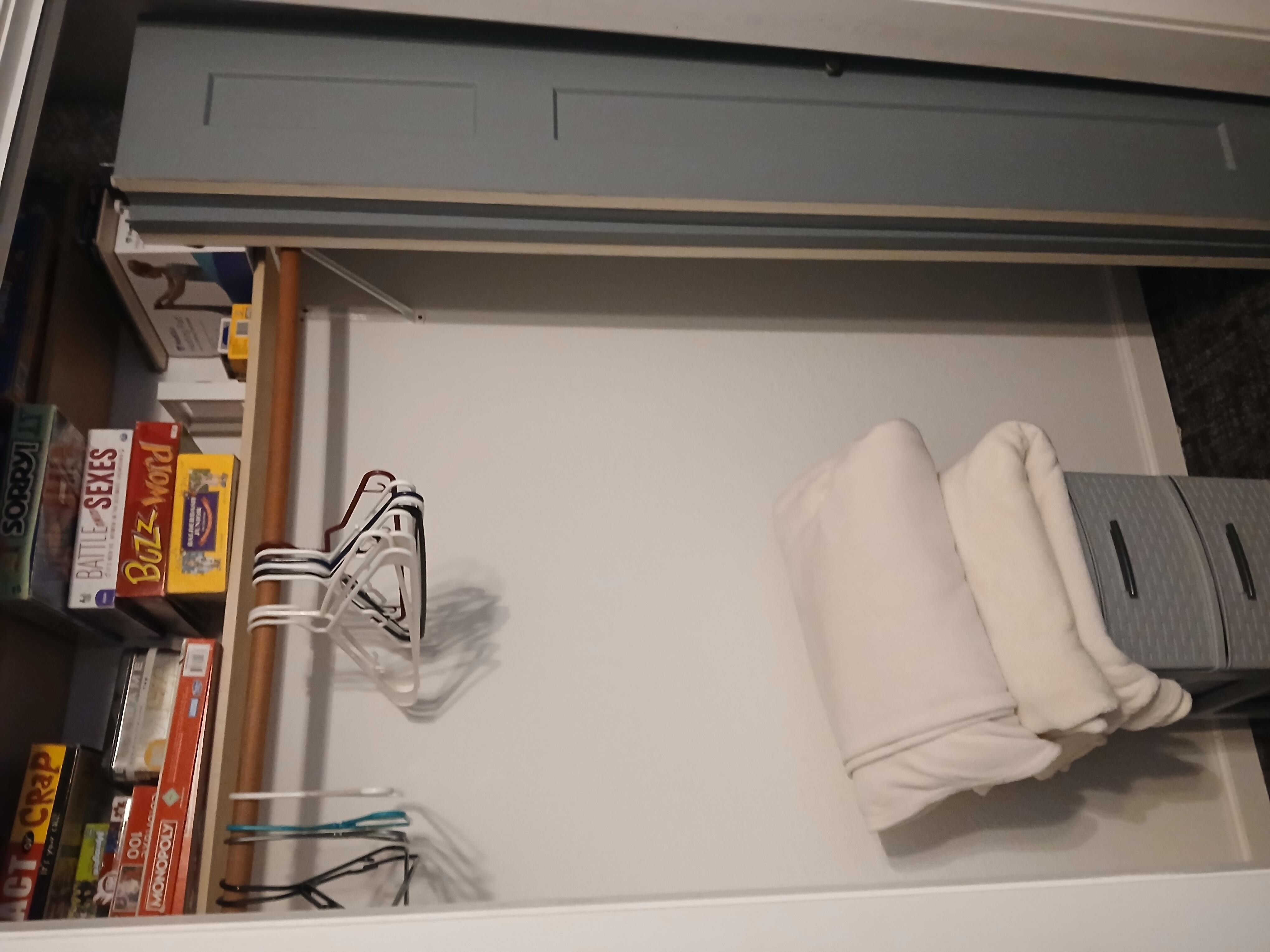 Closet door off track in 2 rooms