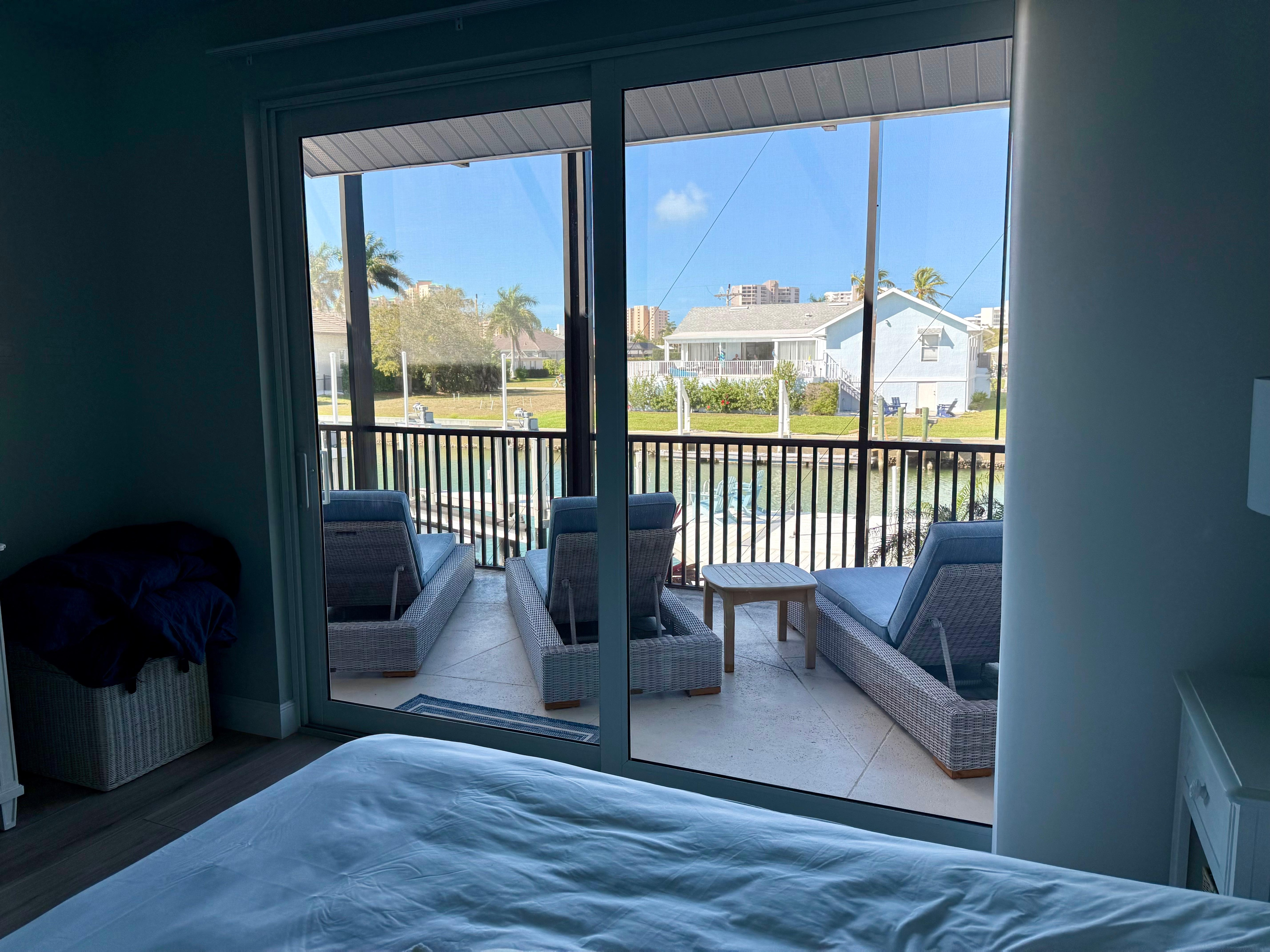 Looking out one of the queen bedrooms - 4 very nice lounge chairs.
