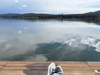 Relaxing on the lake with the 15 minutes of sun we got!