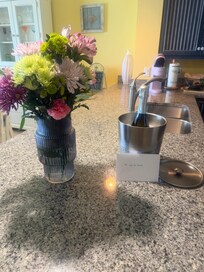 20th Anniversary flowers, card and some bubbly