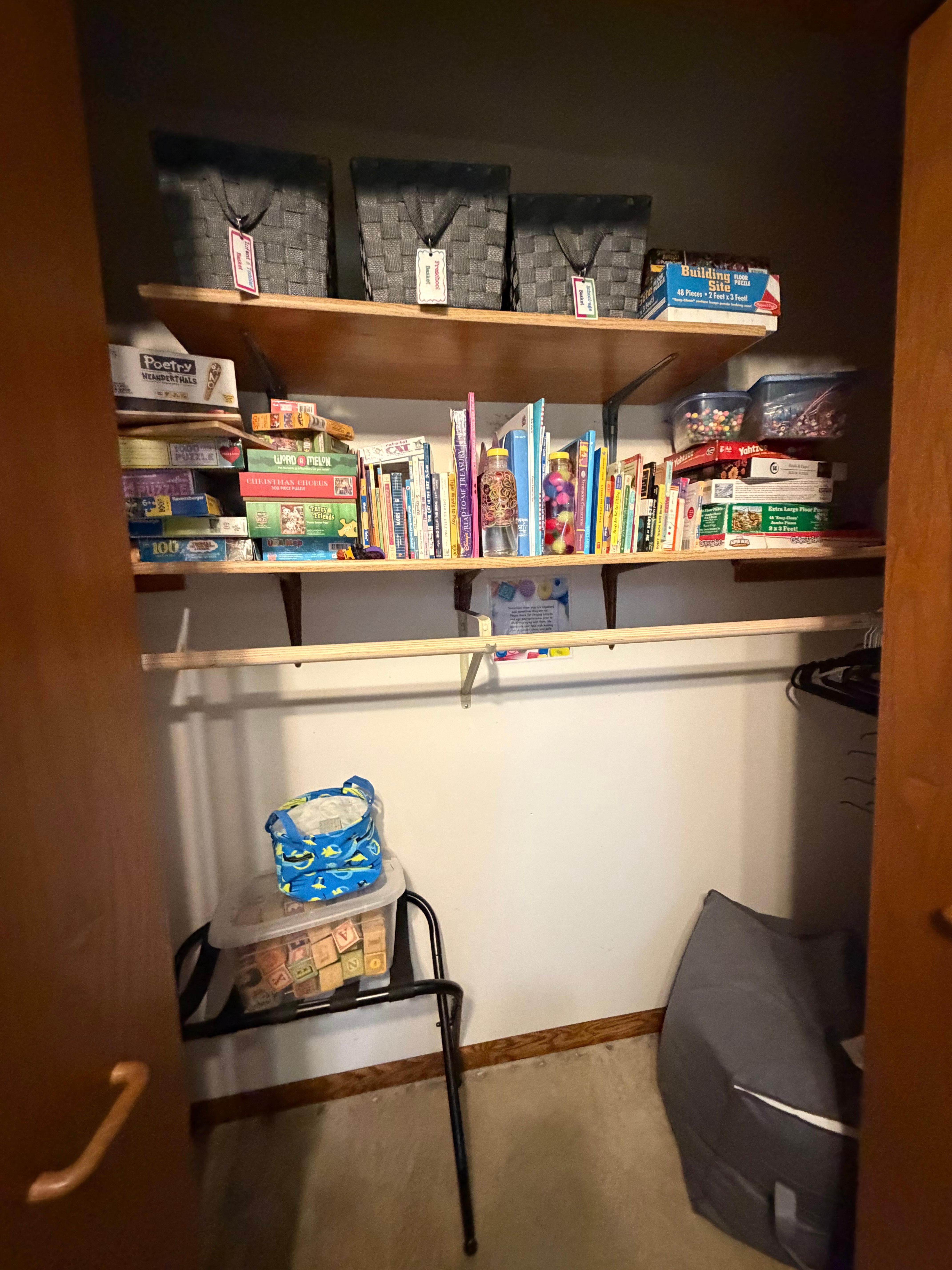 The closet full of age appropriate games, puzzles and toys gave our kids lots of fun options to do!