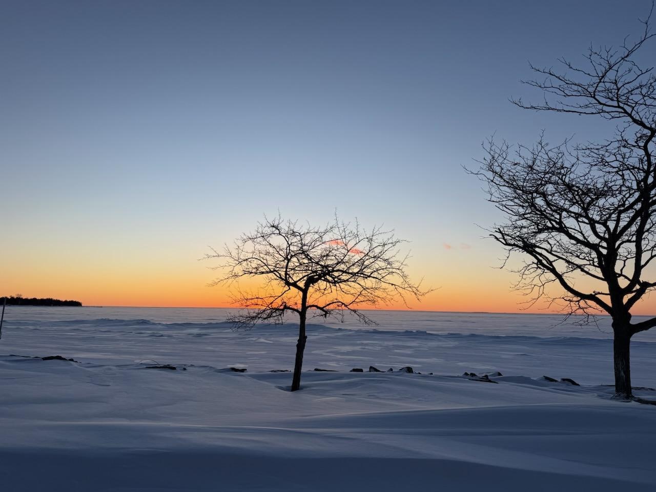 Sun set on frozen tundra
