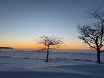 Sun set on frozen tundra