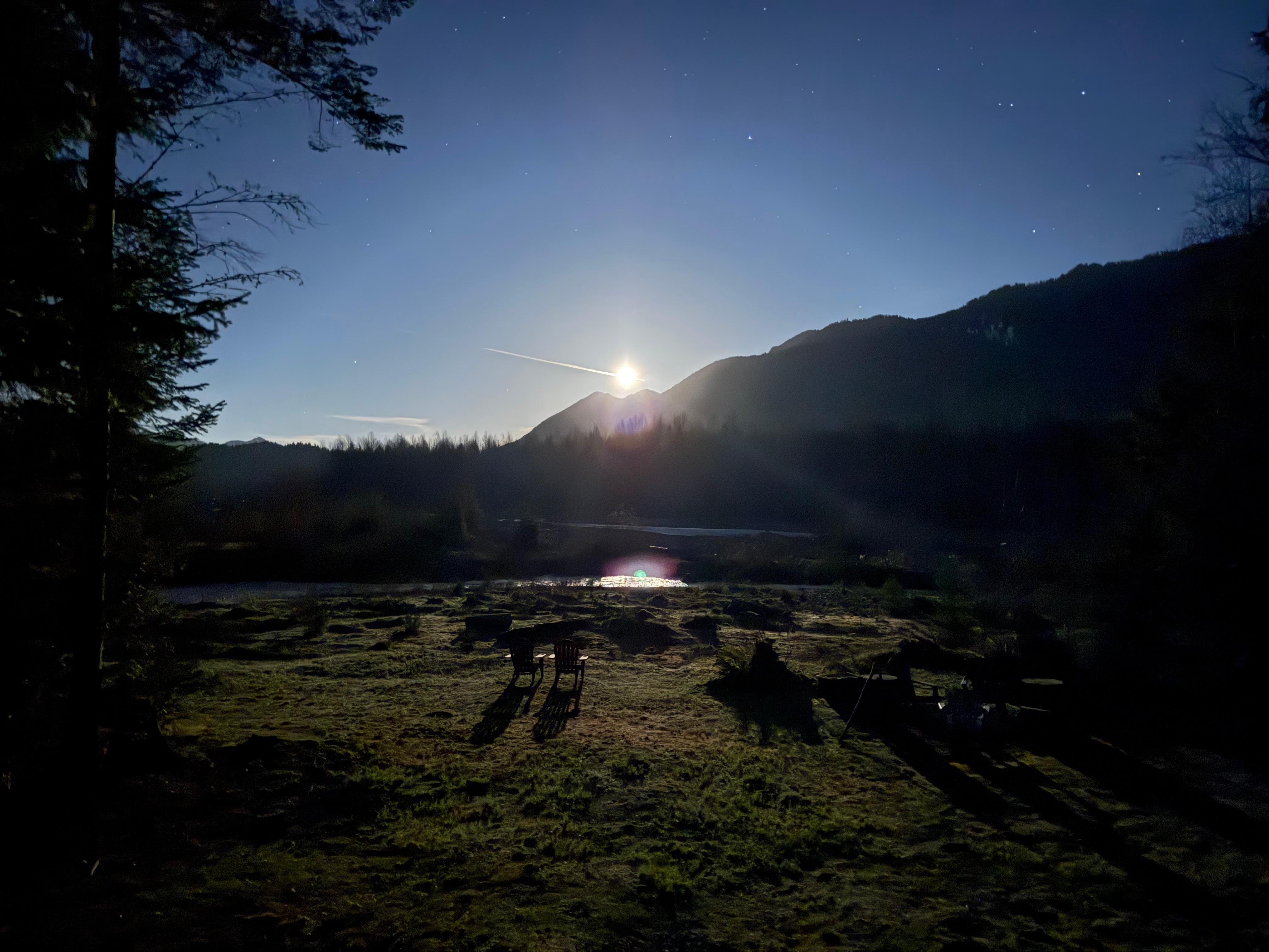 Moonlit river view from the deck