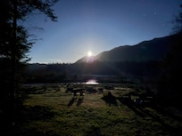 Moonlit river view from the deck