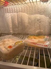 Ice buildup in the refrigerator.