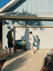 Packing up the wagon for an evening on the beach