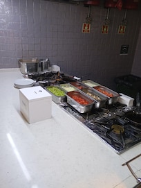 Omelette and eggs for breakfast