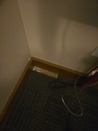 Missing carpet pieces.