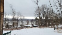 Snowy Seneca Lake view from the front deck/patio.