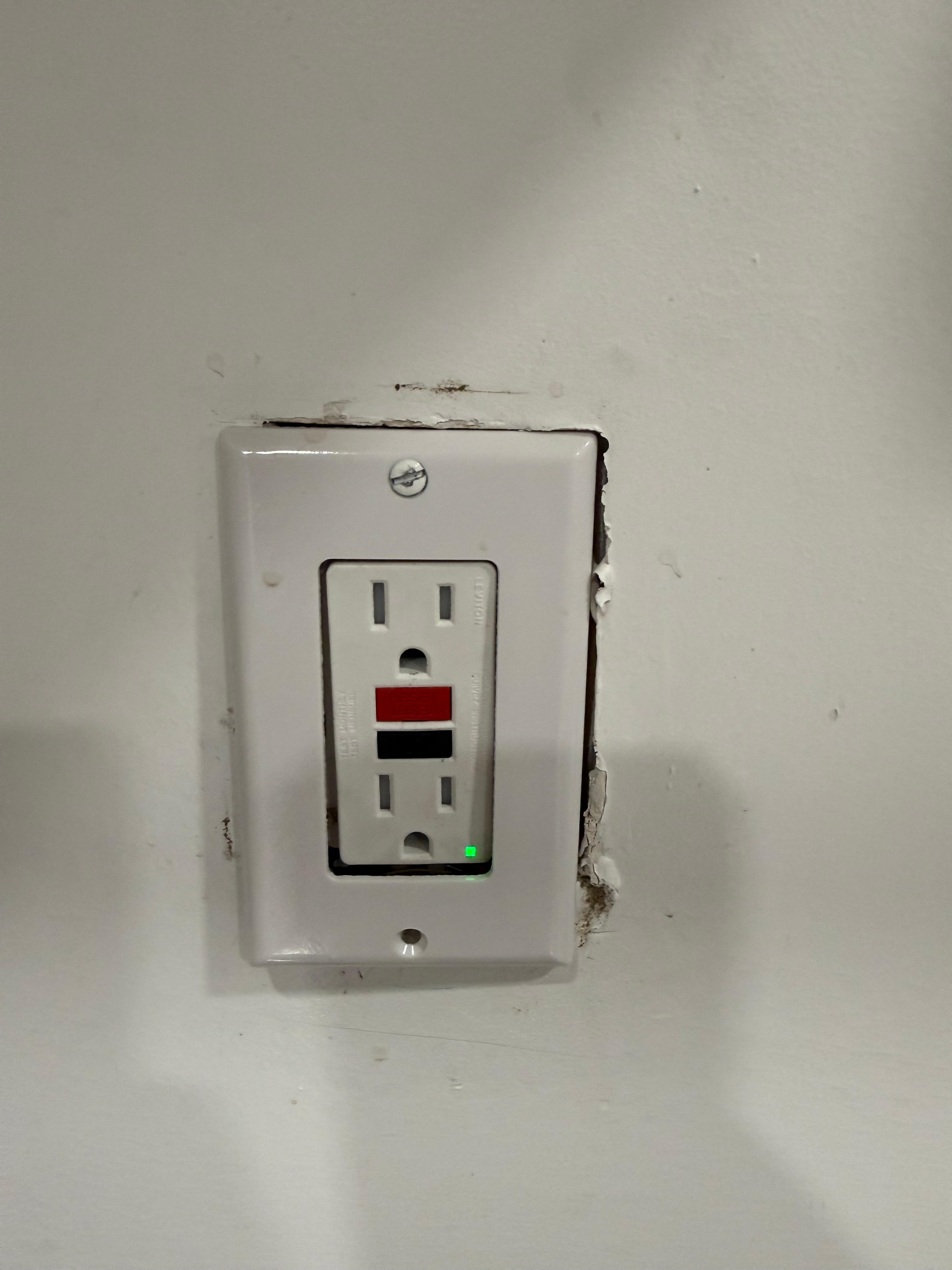 Improperly installed kitchen outlet.  