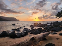 Sunset at the beach on property