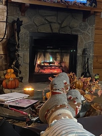 We spent one day just enjoying the fireplace and being lazy. (The color is from this special stuff my husband got.)